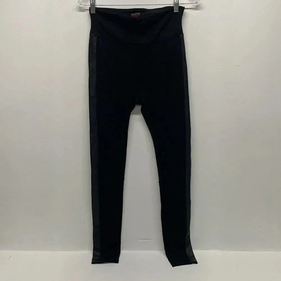 Assets by Spanx Shaping Leggings Faux Leather Racing Stripes Black Size M Medium - Picture 1 of 8
